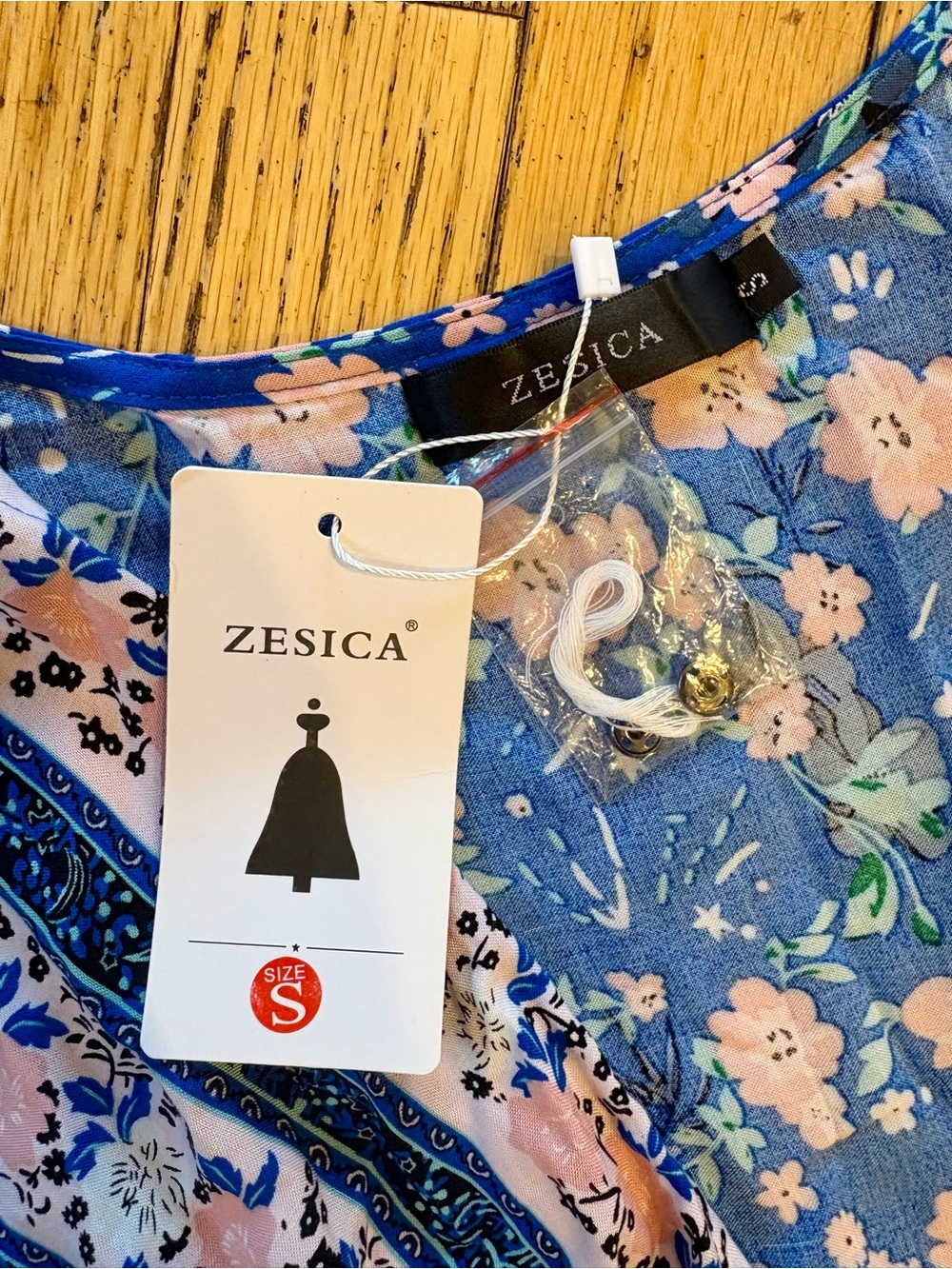 Blue Floral Wrap Maxi Dress with Tie Waist - Picture 6 of 10